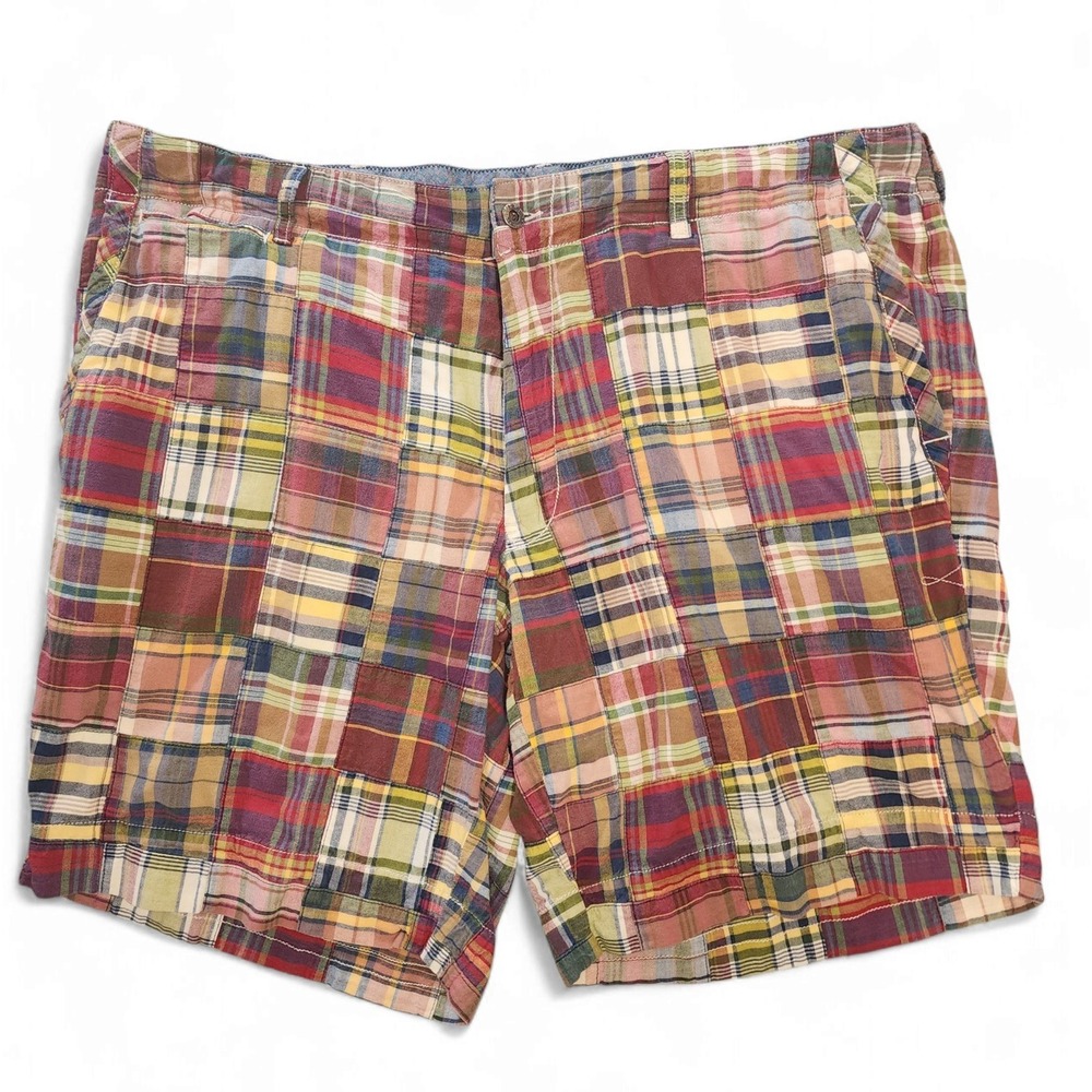Vintage Polo Ralph Lauren Madras patchwork plaid cotton chino shorts Men's sz 42